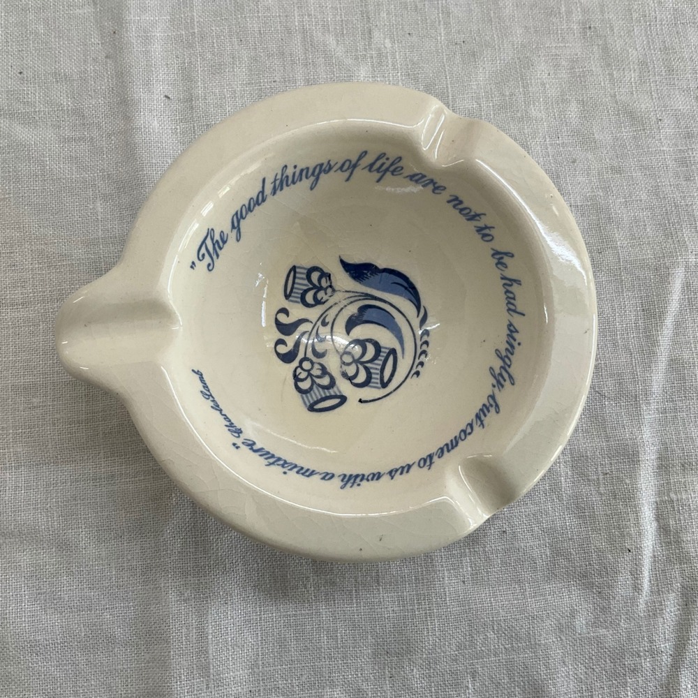 Vintage Merck Pharmaceutical Advert Ceramic Ashtray Charles Lamb Floral